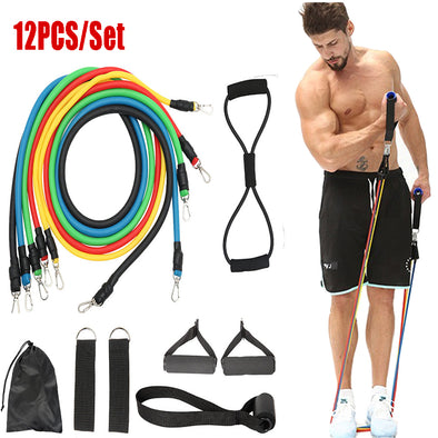 12pc fitness resistance bands set  elastic bodybuilding resistant r